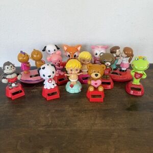 Lot of 13 Dancing Solar Powered Bobble Heads Valentine Romance Love Heart Animal